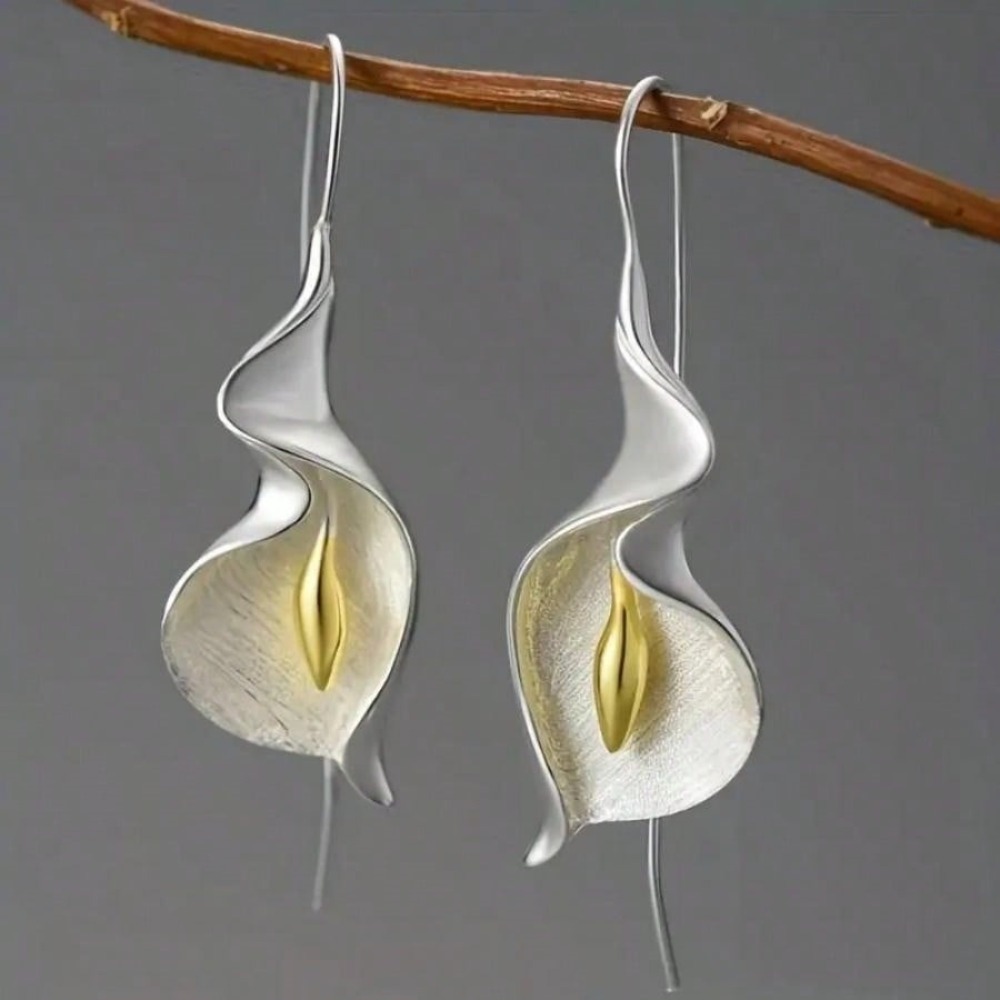 tulip long tassel dangle earrings simple fashion featured earrings daily versatile flower earrings details 2