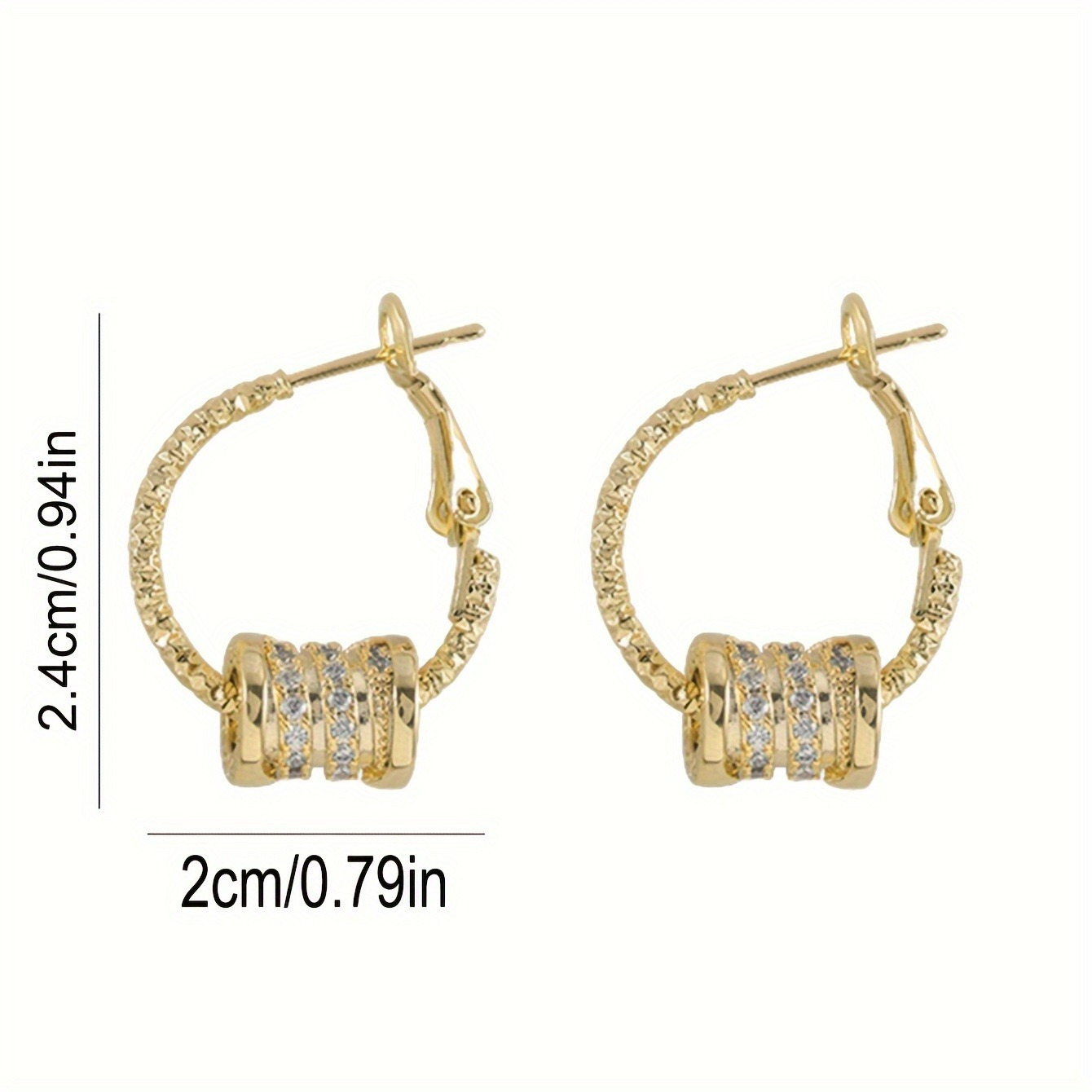 golden hoop earrings with sparkling zircon decor elegant sexy style jewelry exquisite female gift details 3