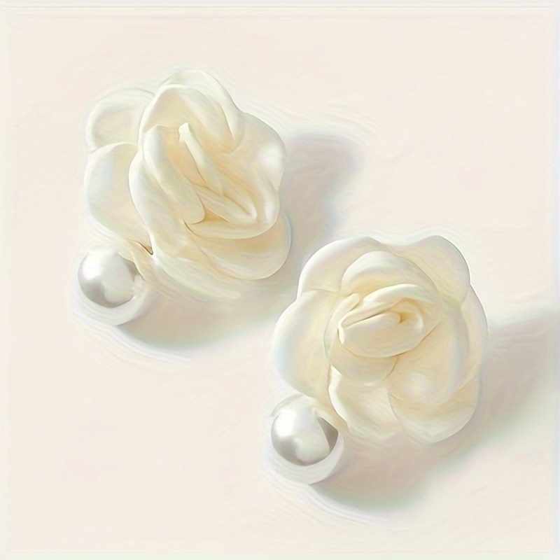 3d rose earrings with retro niche design exaggerated flower pearl earrings for women details 2