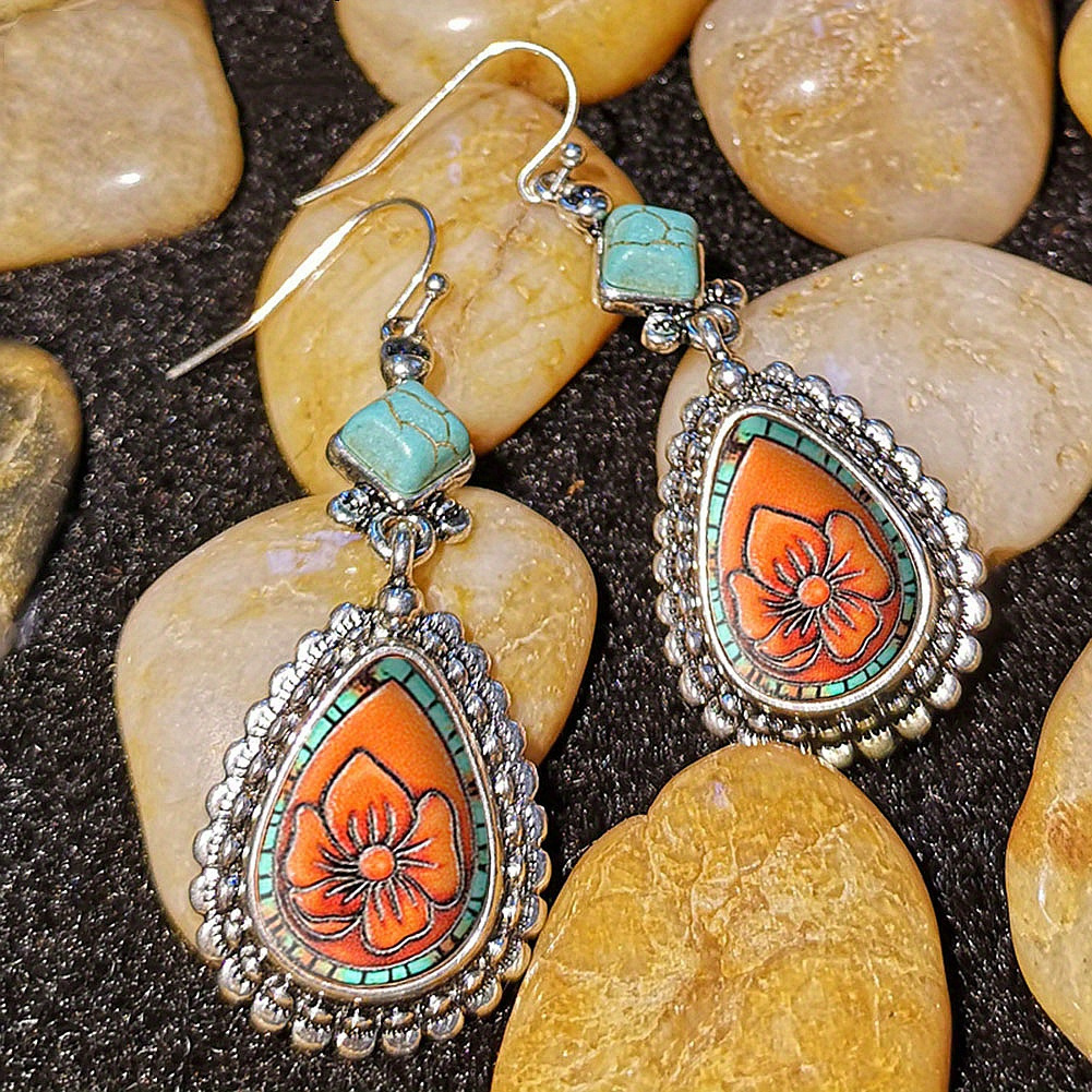 2pcs fashion vintage earrings turquoise earrings bohemian earrings jewelry womens earrings jewelry birthday anniversary gift for lovers and friends valentines day earrings gift details 1