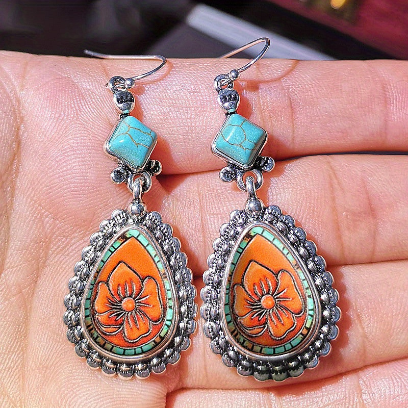 2pcs fashion vintage earrings turquoise earrings bohemian earrings jewelry womens earrings jewelry birthday anniversary gift for lovers and friends valentines day earrings gift details 3