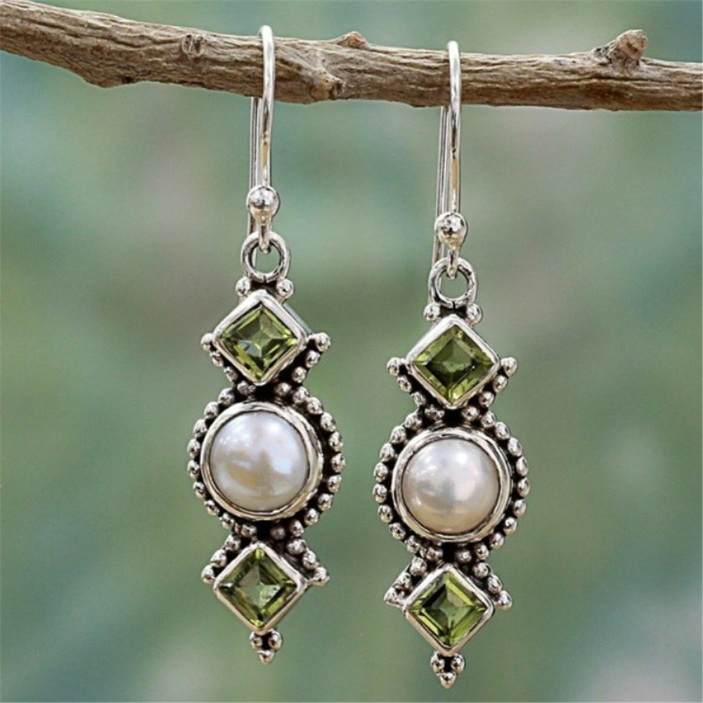 creative   olive green long earrings details 1