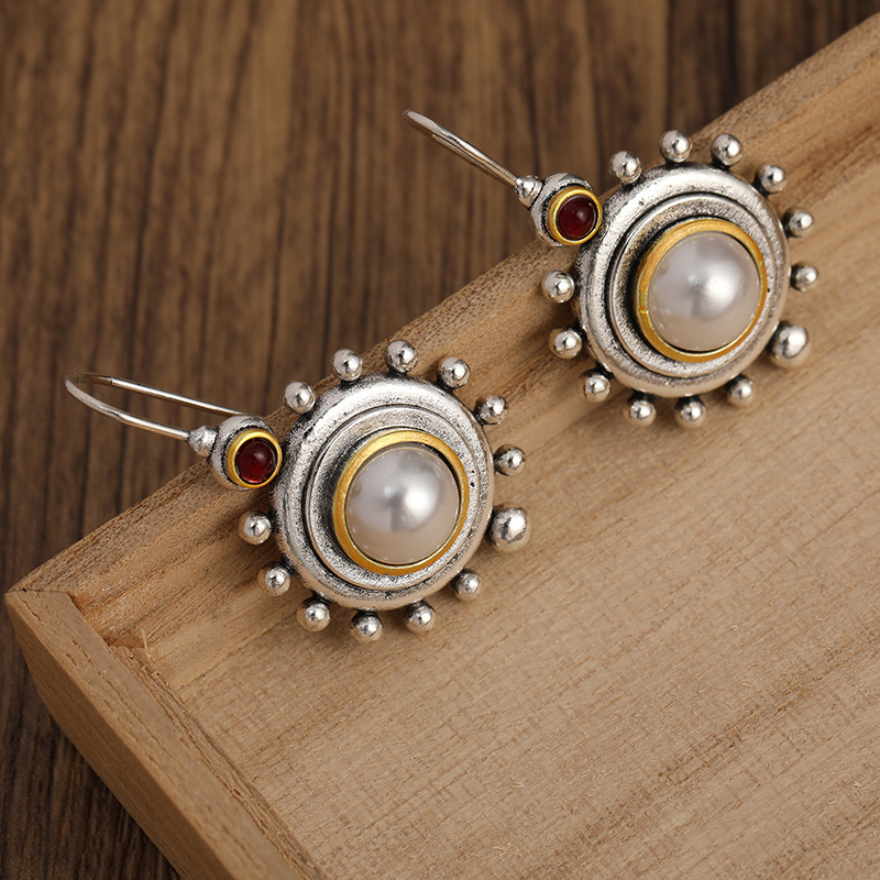 vintage   baroque earrings temperament earrings classical elegant drop hook earrings silver color earrings details 2