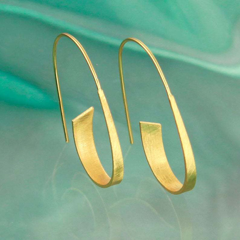 minimalist long hook spiral hoop earrings for women jewelry fashion golden color geometric metal statement earring details 0