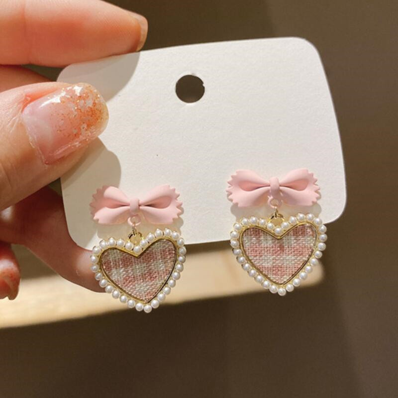 fashion style love shape bow shape stud earstuds jewelry party gift 1 pair details 0