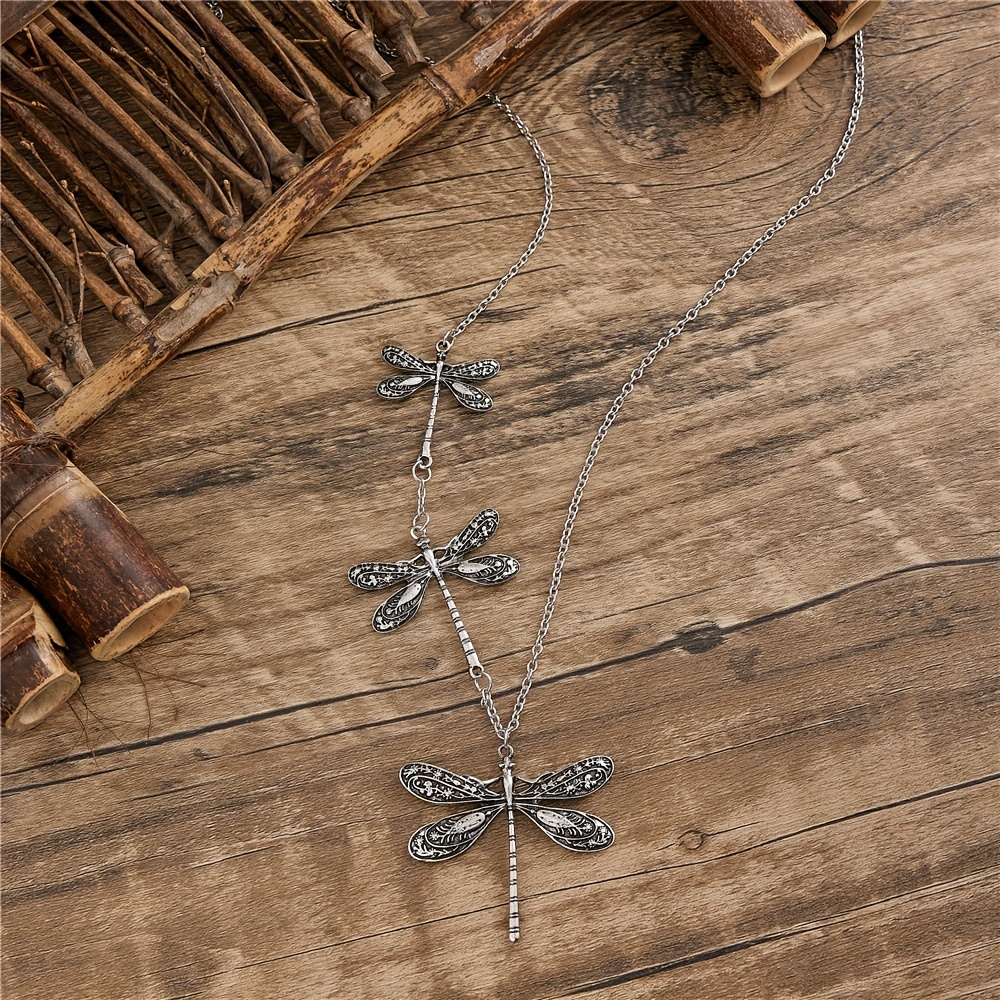 1pc vintage dragonfly pendant necklace for women bohemian charm necklace party necklace jewelry birthday gift details 0