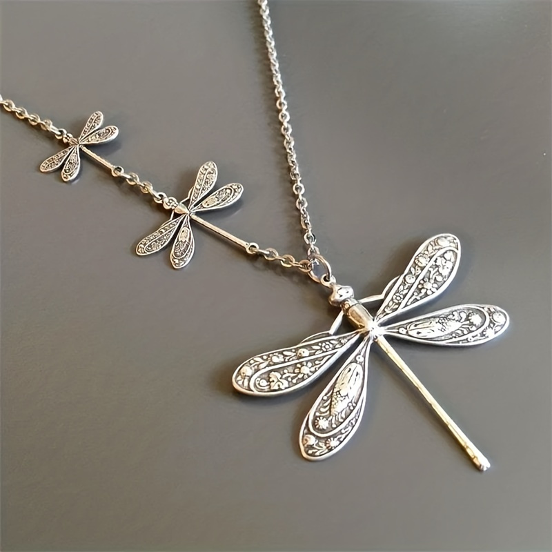 1pc vintage dragonfly pendant necklace for women bohemian charm necklace party necklace jewelry birthday gift details 1