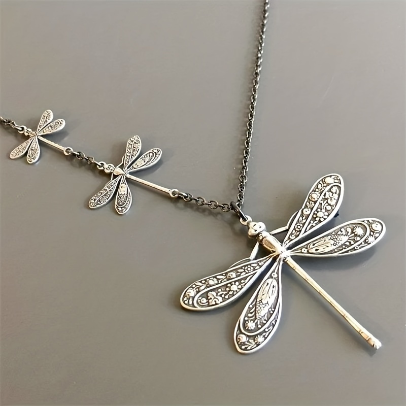 1pc vintage dragonfly pendant necklace for women bohemian charm necklace party necklace jewelry birthday gift details 4