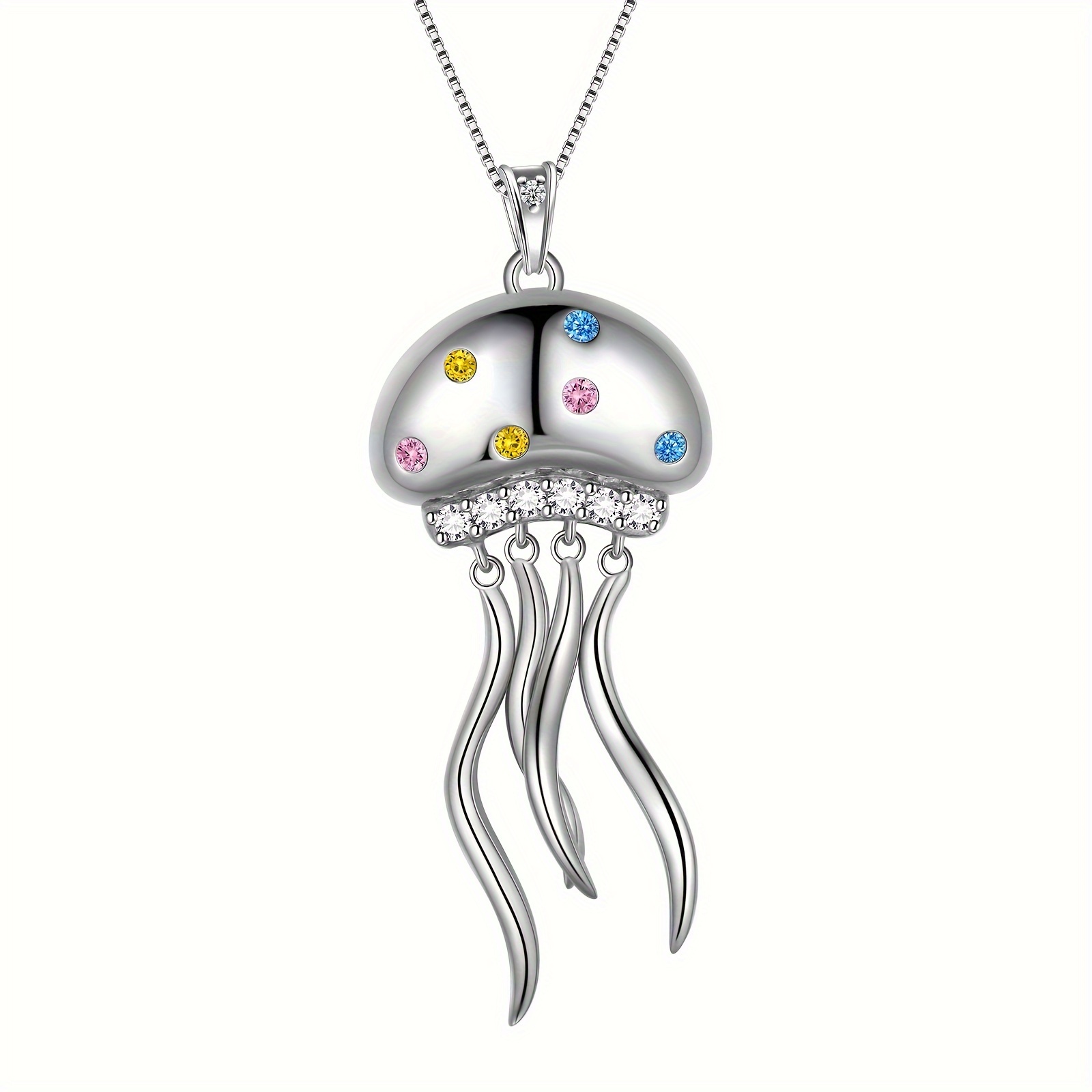 s925 sterling silver jellyfish pendant necklace unique ocean   for all genders and ages details 2