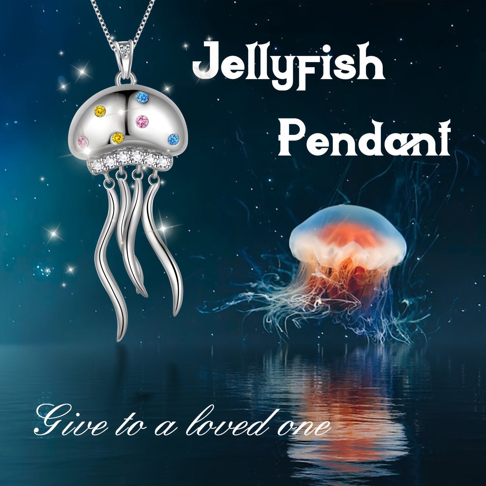 s925 sterling silver jellyfish pendant necklace unique ocean   for all genders and ages details 4