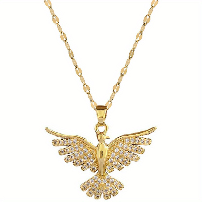 2pcs party luxury jewelry   bird pendant necklace necklace stainless steel chain necklace women details 5