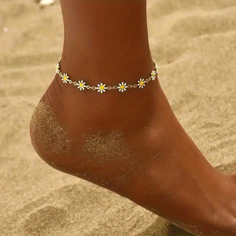 1pc cute chrysanthemum   anklet perfect for summer daily accessories for teenagers girls ideal choice for gifts details 0