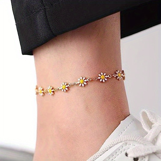 1pc cute chrysanthemum   anklet perfect for summer daily accessories for teenagers girls ideal choice for gifts details 1