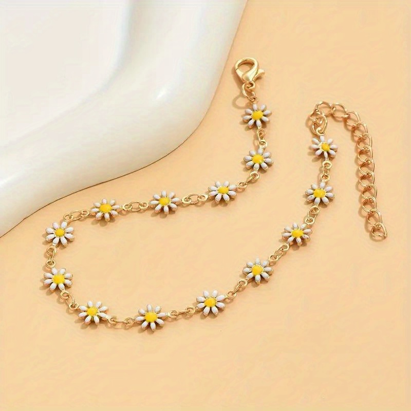 1pc cute chrysanthemum   anklet perfect for summer daily accessories for teenagers girls ideal choice for gifts details 2