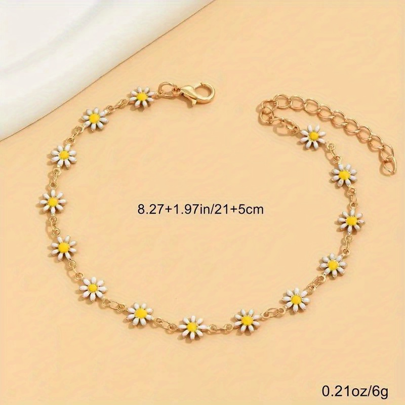 1pc cute chrysanthemum   anklet perfect for summer daily accessories for teenagers girls ideal choice for gifts details 3