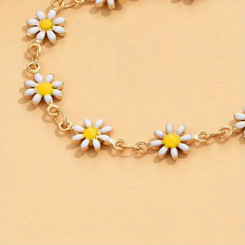 1pc cute chrysanthemum   anklet perfect for summer daily accessories for teenagers girls ideal choice for gifts details 4