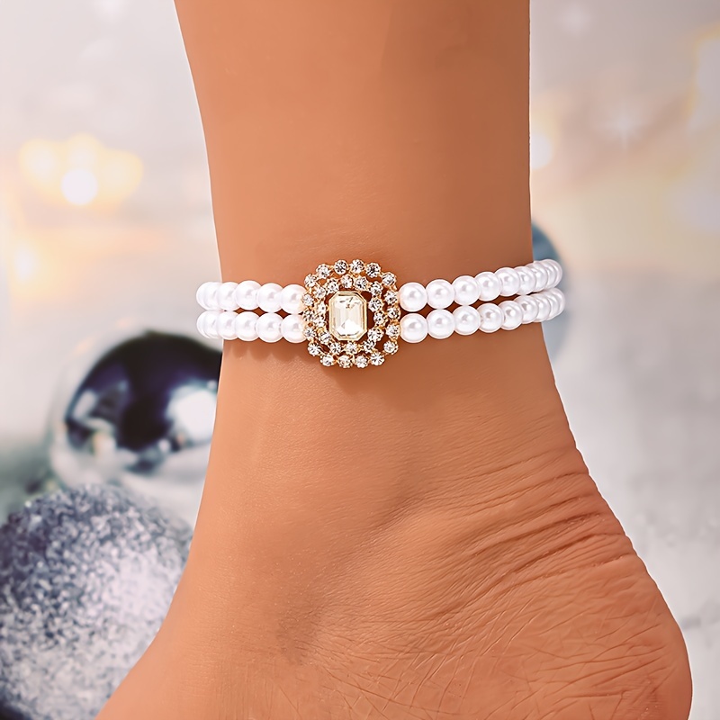 1pc Retro And Fashion Bohemian Faux Pearl Beads Anklet, For Birthdays, Anniversaries, And Graduation Christmas Gifts details 0