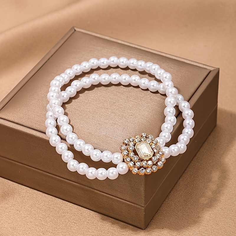 1pc Retro And Fashion Bohemian Faux Pearl Beads Anklet, For Birthdays, Anniversaries, And Graduation Christmas Gifts details 1