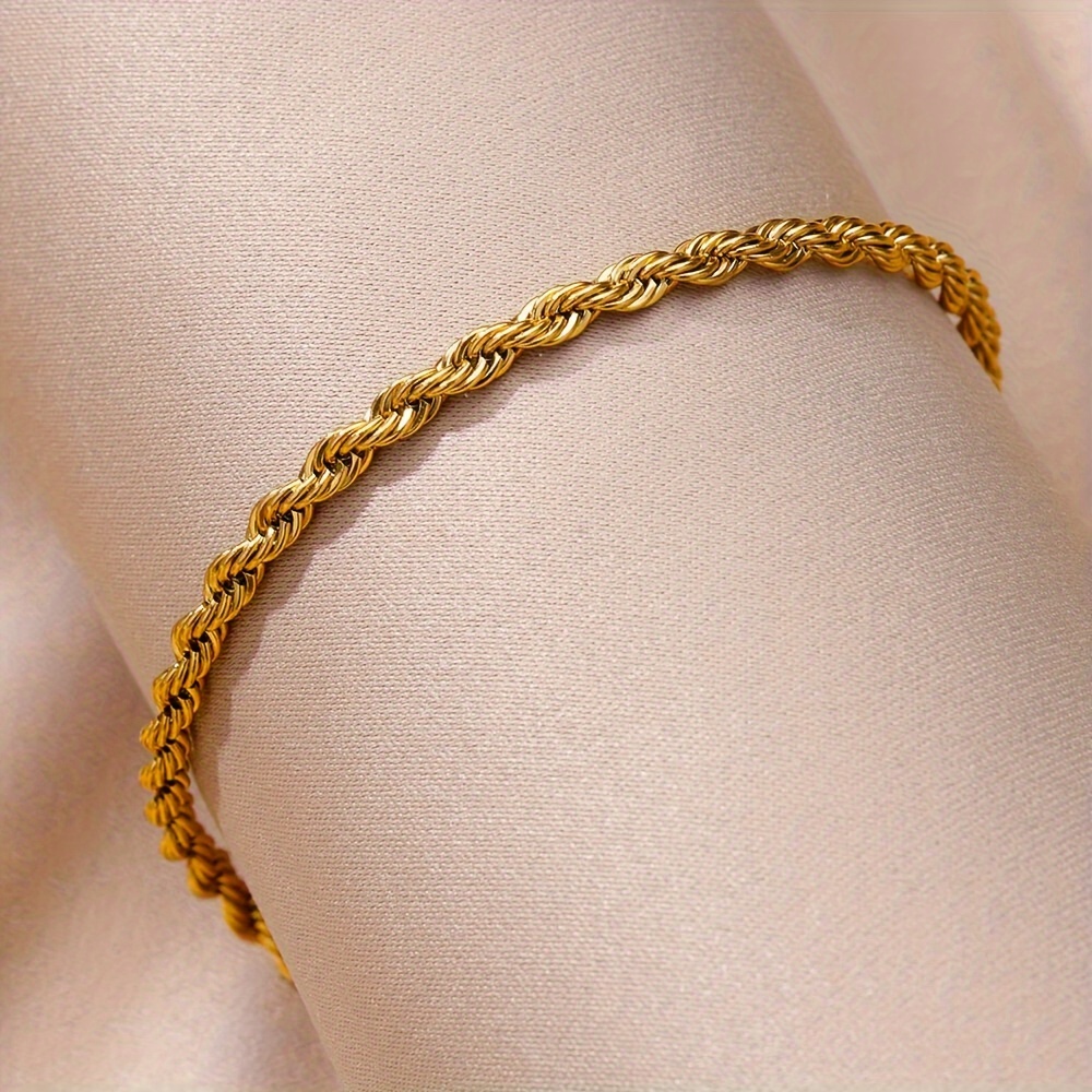 1pc Simple Twist Stainless Steel Chain Anklet Elegant Temperament Versatile Ankle Bracelet Decoration details 5